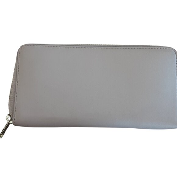 Authentic "Kate Spade" New York Clutch Wallet Leather Logo Zip Around. Linen - Picture 4 of 9